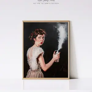 Stinky Bathroom Art Print | Wall Art | Vintage Lady | Funny Bathroom Decor | Toilet Humor Amusing | Digital | IUNFRAMED