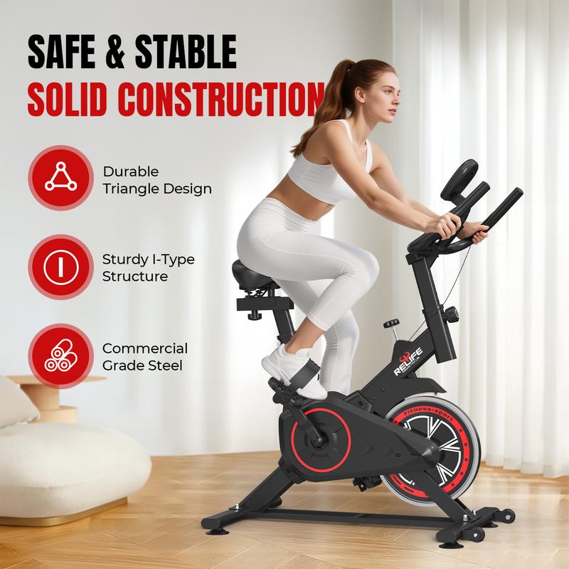 RELIFE REBUILD YOUR LIFE Mini Exercise Bike Compact Stationary Bike Silent Indoor Cycling for Small Space w/Adjustable Seat, Smooth Pedal & Belt Drive