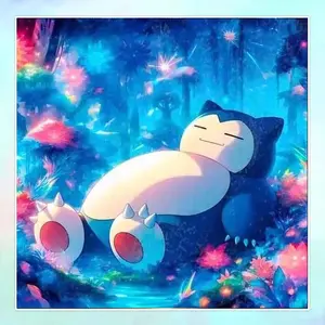 5D DIY Full Drill Diamond Painting - Diamond Painting Kit Snorlax Mosaic Canvas DIY Wall Art, Home Wall Decoration, Suitable for Halloween, Christmas, Birthday and Anniversary Gifts, Diamond Art Tools