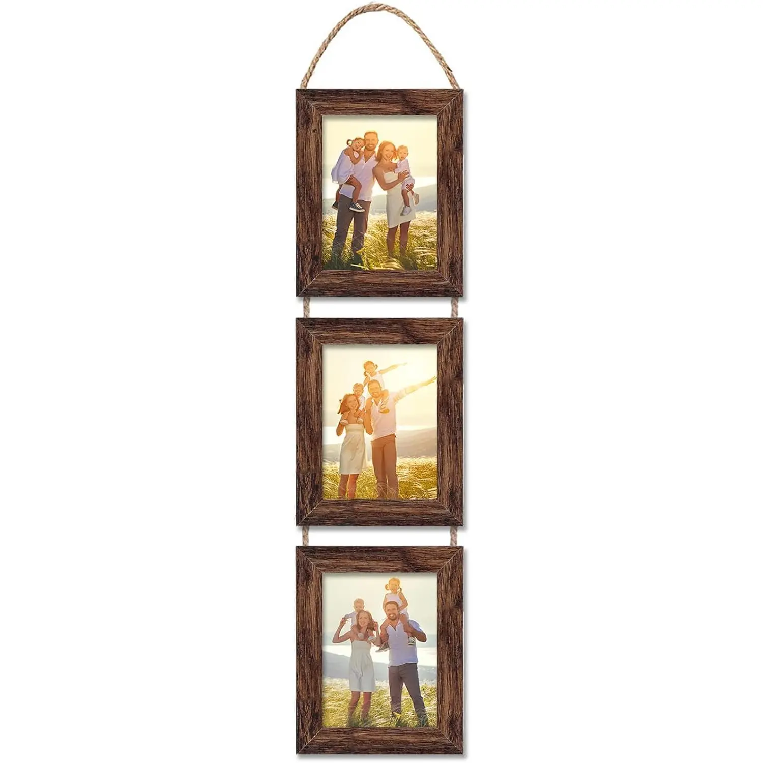 4x6 Wall Hanging Picture Frames Collage with 3 Opening Frames Brown