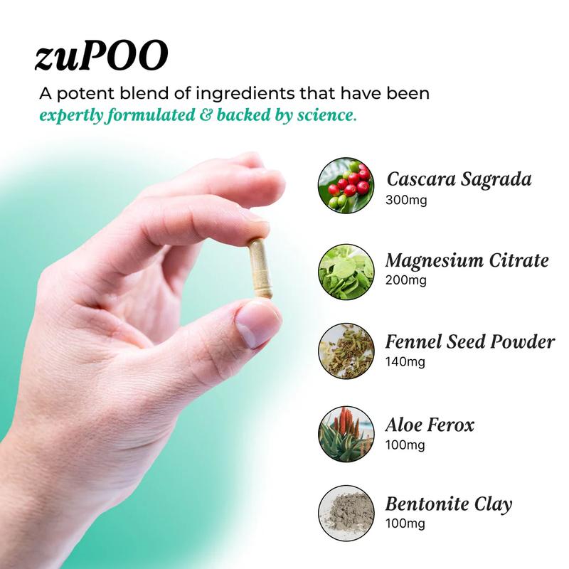 UMZU zuPOO – Gut Cleanse & Digestive Support with Magnesium & Cascara Sagrada Herbal Supplement Cleansing Dietary Supplement（1 Bottle & 2 Bottles)