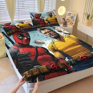 Deadpool And Wolverine Patterned Bed Sheet, Non Slip, Dust-Proof And Soft Bedroom And Dormitory Bedding, Suitable For Moving And Daily Holiday Gifts, Including 1 Bed Sheet And 2 Pillowcases