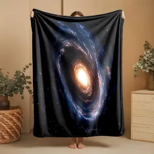 1 piece Analysis of the Galactic Core Black Hole and Galaxy Structure themed flannel blanket - Modern-style all-season flannel blanket, soft and comfortable, suitable for sofas and beds, digital print design, 100% polyester material, machine