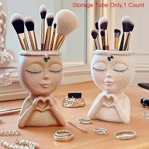 Abstract figure statue facial makeup brush storage tube, dressing table desktop pen holder, bathroom storage and decorative accessories