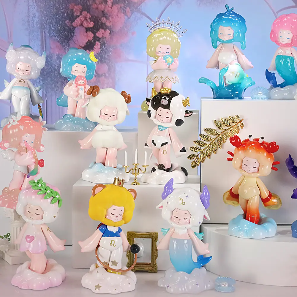 Zodiac Constellation Resin Figurine Blind Box, 1 Random Collectible Statue, Constellation Themed Desktop Ornament Gift for Collectors