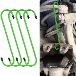 4PCS Brake Caliper Hangers,Brake Caliper Tool/Brake Caliper Compression Tool for Changing Brake Pads,Braking,Universal Automotive Tools Brake Caliper Hooks with Rubber Caps (4, Green)
