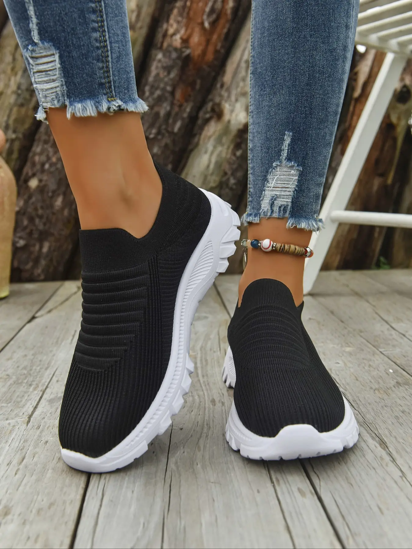 Women's Pink Knit Slip - On Ankle Sock Sneakers, Stretchable Breathable Casual Indoor/Outdoor Comfortable Lightweight Walking Workout Shoes, Everyday Athletic Footwear