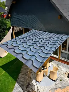 Waterproof Canopy Tent with Wavy Design, 100% Polyester Rectangular Sun Shade for Outdoor Relaxation, UV Protection and Free Nylon Ropes, Waterproof Removable Canopy