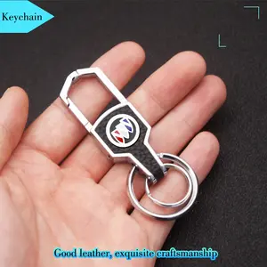 Buick Car Keychain, 3D Metal Leather Key Chain with Badge Structure & Metal Ring, Suitable for Car Keys & Home Keys, Daily Use Accessory