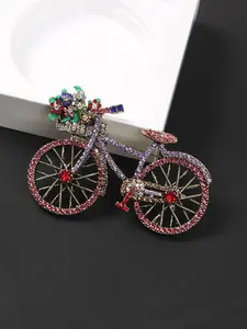 Colorful Red Delicate Rhinestone Creative Bicycle Brooch - Fashion Accessory for Women, Source Needle Design, Ideal for Bicycle Enthusiasts