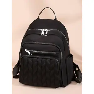 Fashionable Quilted Design Backpack, Casual Versatile Zipper Backpack for Women, Trendy All-match Commuter Bag for Daily Used