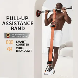 Doorway Pull Up Bar with Resistance Band – Adjustable No-Screw Chin Up Bar for Home Gym – Strength Training Equipment with Assist Band & Knee Support, Upper Body Workout