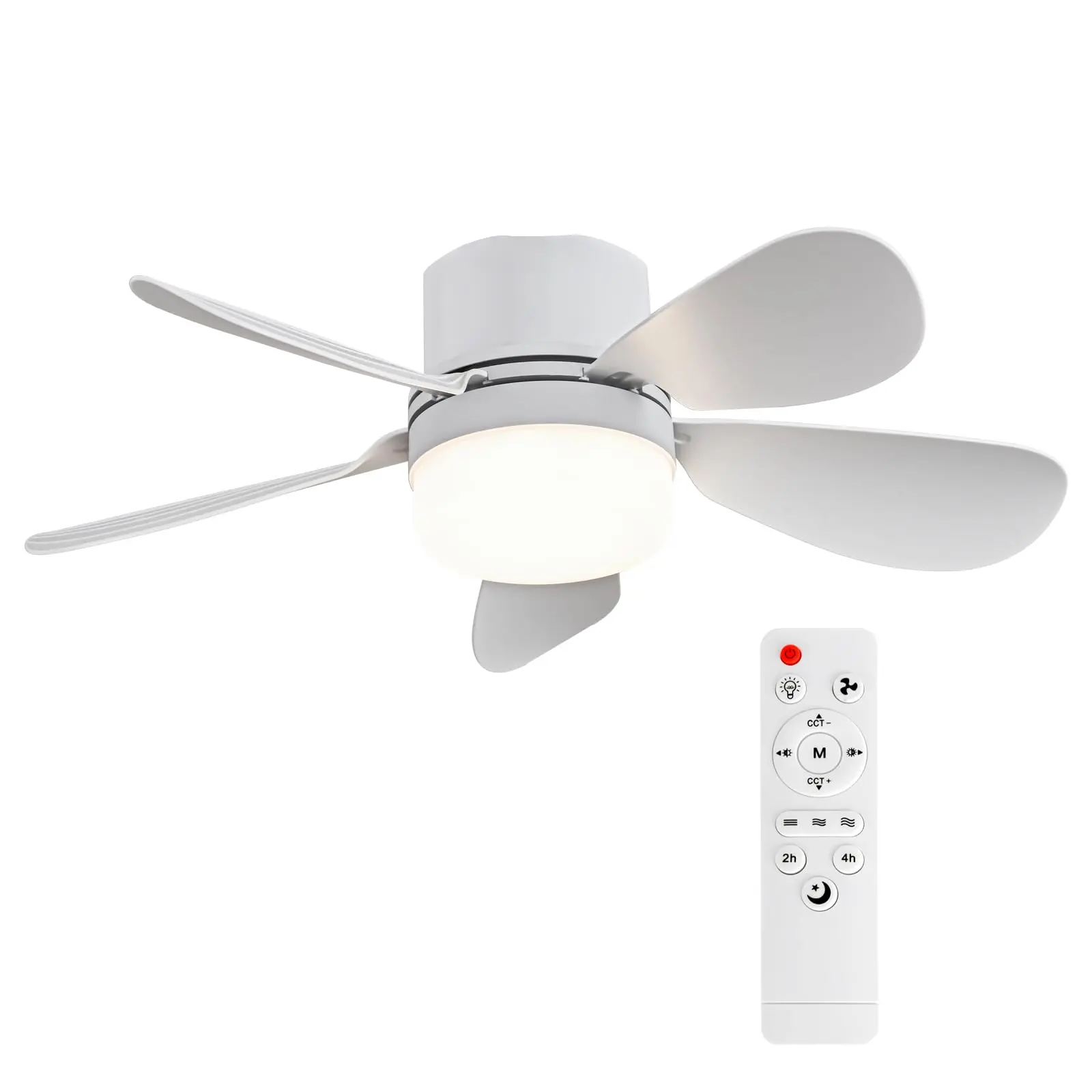 Plug-in Ceiling Fan Light with Remote Control, Pure Copper DC Motor, Variable-Speed Energy-Saving Quiet Operation with Adjustable Lighting and Timer Function, Home Decor Lighting, Atmosphere Lighting summerwins
