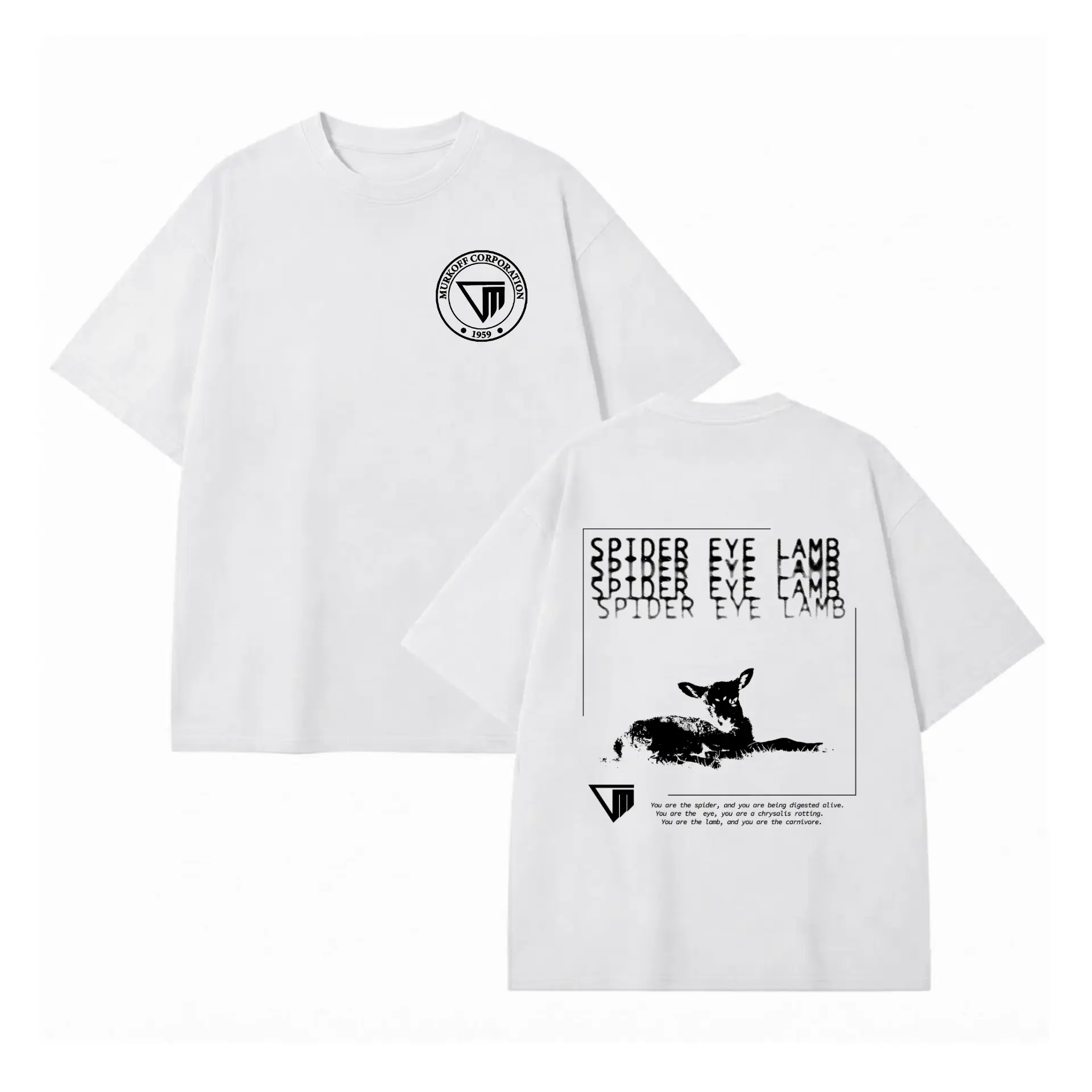 The Outlast Trials Murkoff Spider Eye Lamb Graphic Tee | Horror Gaming T-Shirt