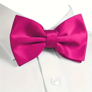 Mens Bow Tie Pre-tied Fashion Novelty Adjustable Tuxedo Wedding Necktie in Solid Satin Polyester with Elegant Silk Look and Adjustable Strap for All Neck Sizes decor