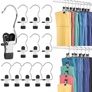 Legging Organizer for Closet, Metal Yoga Pants Hangers 30 Pack Hanging Clips w/Rubber Coated Holds Leggings, Space Saving Hanger Closet Organizers and Storage for Boots, Workout Sets, Hat. travel hook.
