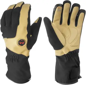 Fieldsheer Blacksmith Heated Work Gloves - Waterproof 500D Fabric Shell Wrist Cinch Reinforced Palm Control Button Light Tan Medium Size