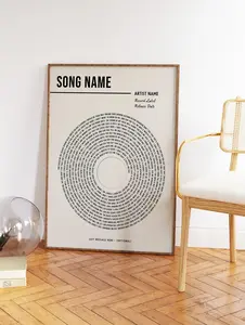Custom Vinyl Lyrics Print, Personalised Music Poster, Customizable Music Gift Poster