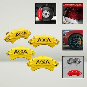 AOOA Aluminum Cover with Decal compatible for Ford Mustang Front and Rear Caliper (set of 4)
