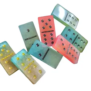 Custom Resin Domino Set 6's Unweighted - Colorful and Unique Design for Your Collection
