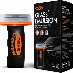 Car Glass Oil Film Remover, Car Windshield Cleaner, 3.4oz Glass Wipe Roller Set with Cleaning Board, Removes Oil Stains, Improves Glass Clarity