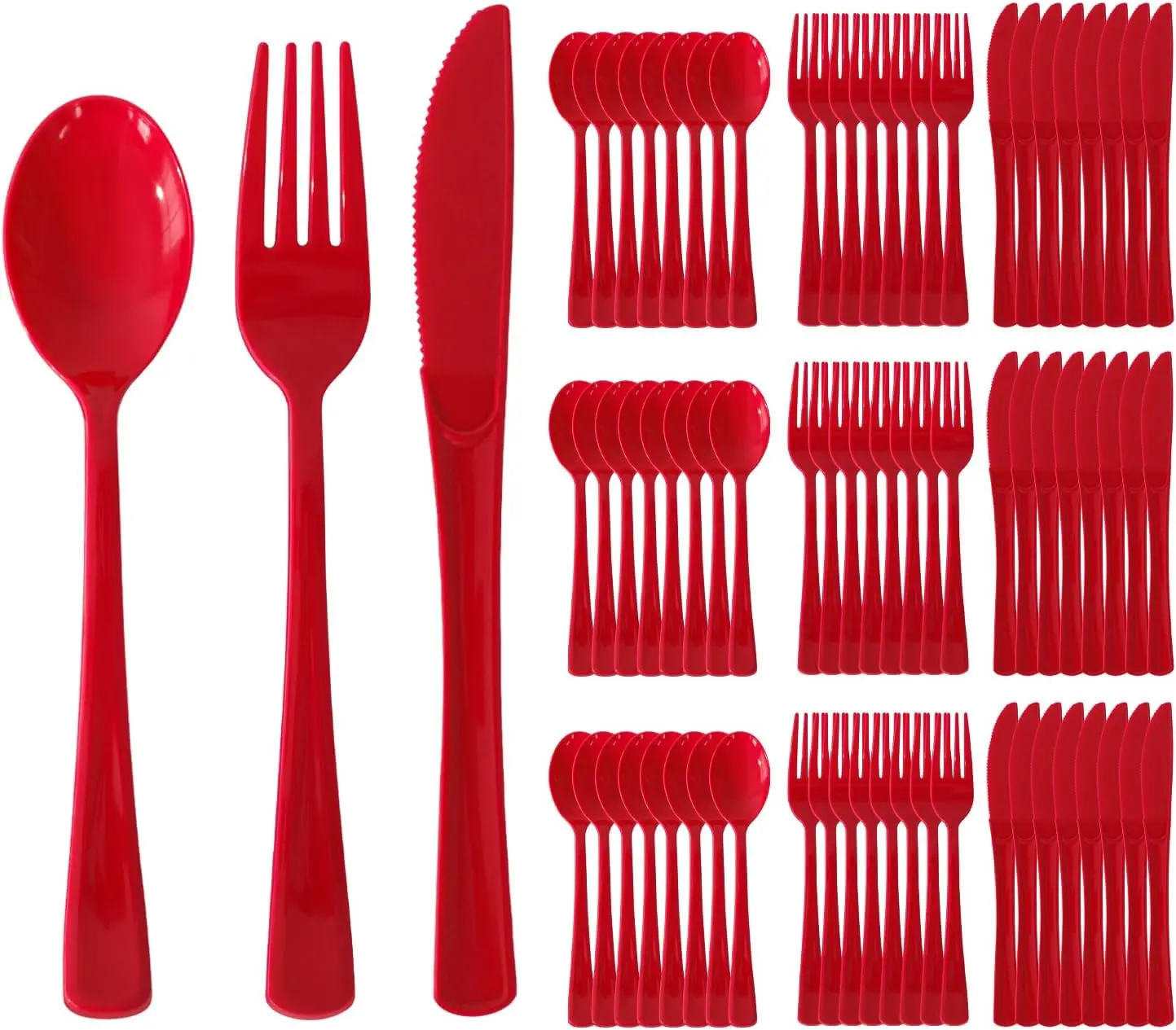 150 Pack Heavy Duty Disposable Plastic Silverware Set Forks Knives Spoons for Party Wedding Picnic Birthday Home Events Red Mother Birthday Gift