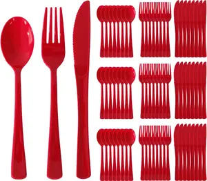 150 Pack Heavy Duty Disposable Plastic Silverware Set Forks Knives Spoons for Party Wedding Picnic Birthday Home Events Red Mother Birthday Gift