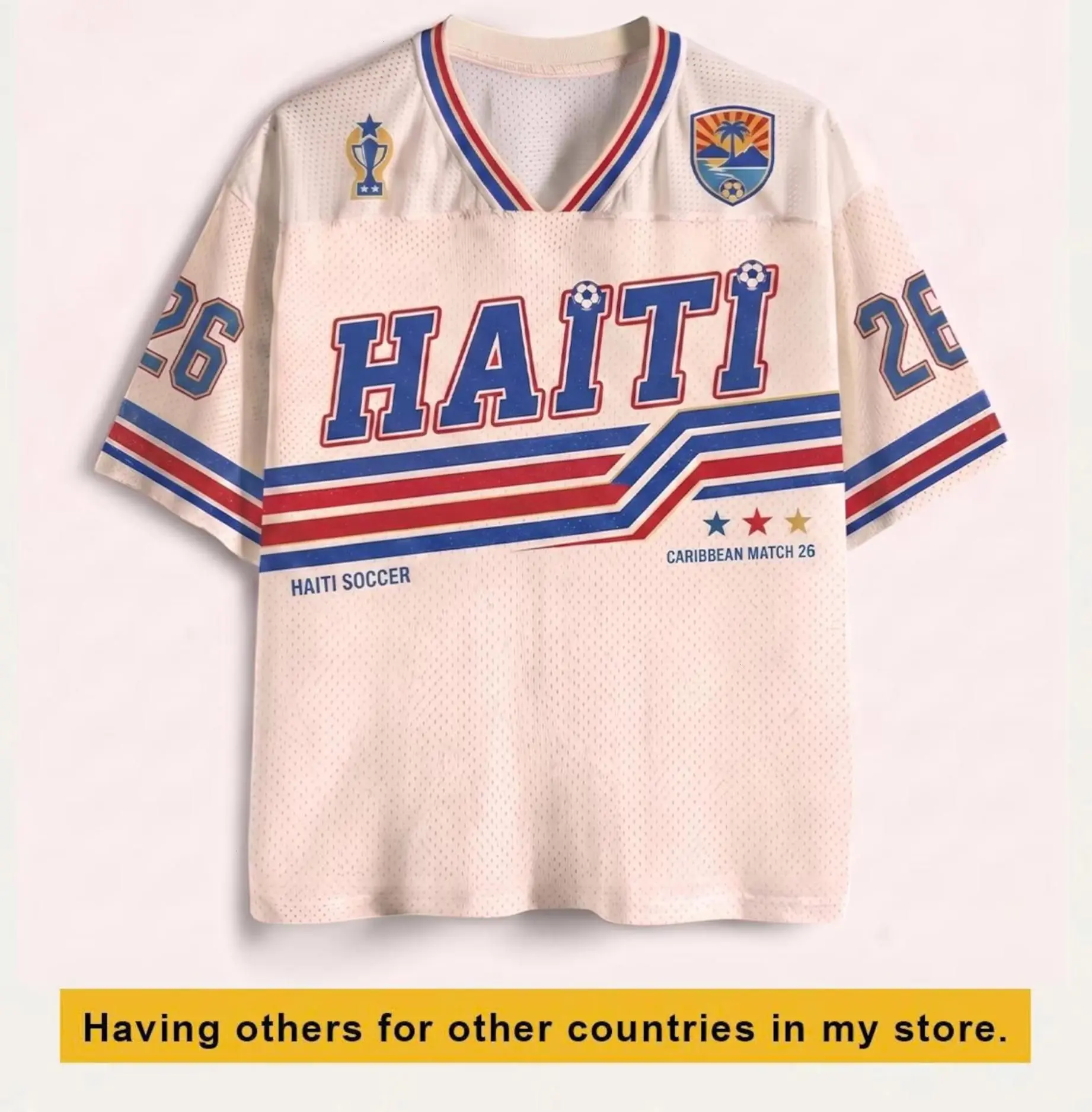 [Custom any Request] Custom Haiti Soccer Jersey Shirt, Retro Football Jersey, Personalized Name & Number Soccer Top, WC 2026 Fan Apparel, Unisex Game Day Gift Jersey, Haitian Soccer Fan Gift, Soccer Fan Gift for Men and Women