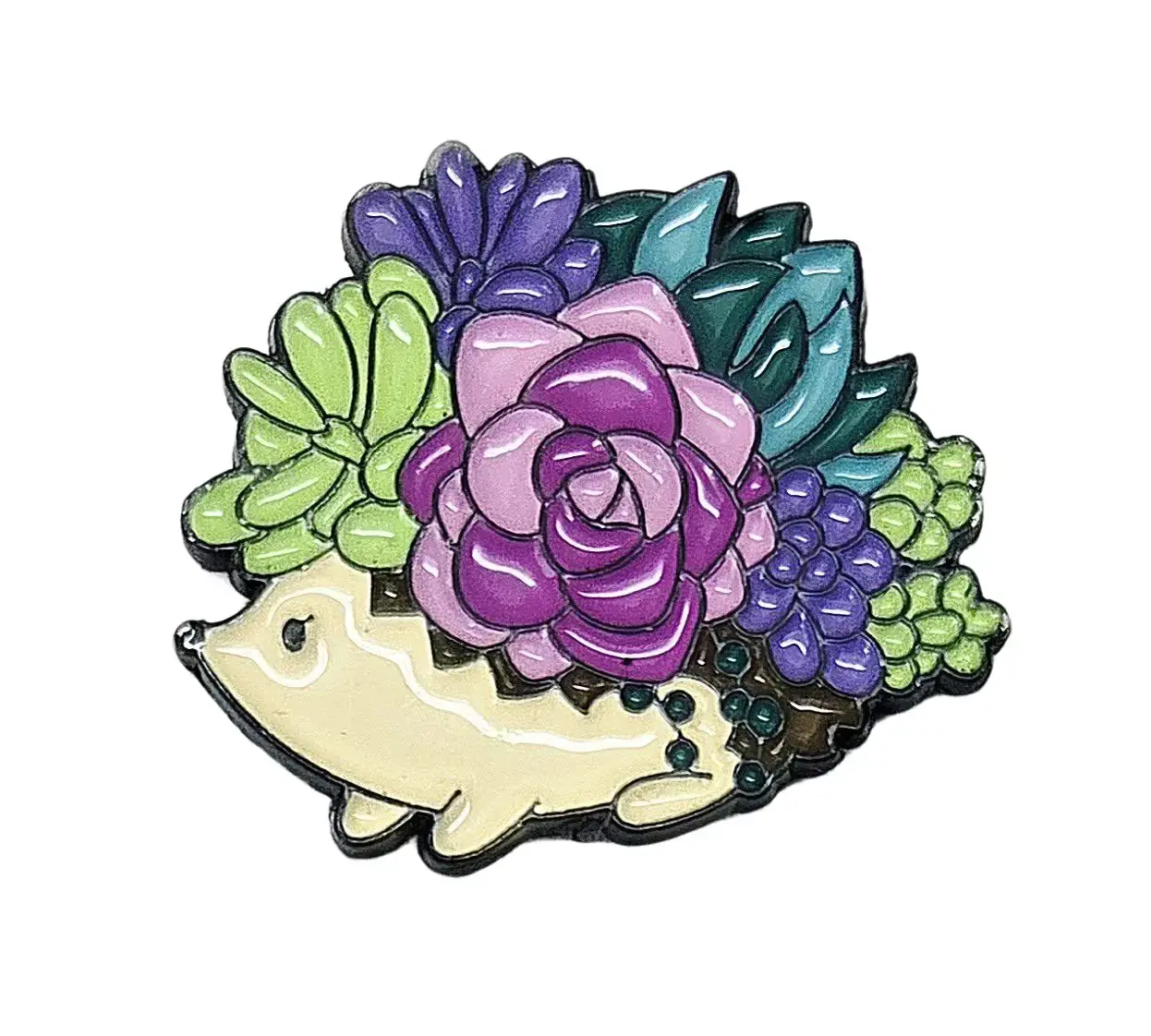 Floral Hedgehog Enamel Magnetic Needle Minder ~ Needle Keeper - Cross Stitch Embroidery Needlepoint Sewing Accessory Notion
