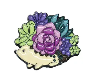 Floral Hedgehog Enamel Magnetic Needle Minder ~ Needle Keeper - Cross Stitch Embroidery Needlepoint Sewing Accessory Notion