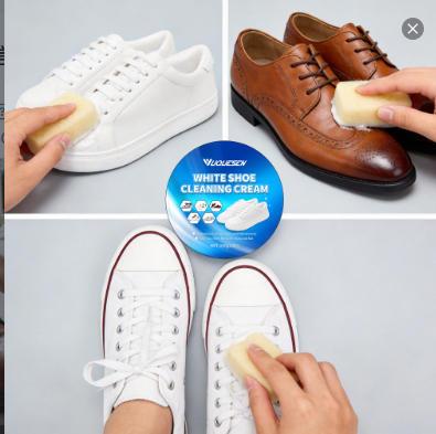 YUQUESEN Multipurpose No-Wash White Shoe Cleaner Cream with Built-in Sponge for Leather Silicon Car Interiors 260g Mild Formula Gentle Non-Irritating Eco-Friendly