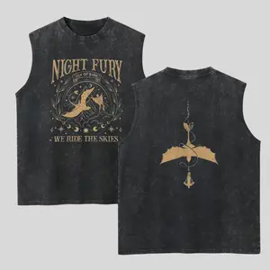 We Ride The Skies Washed Tank Top, Gym Essential, Vintage Casual Crewneck Sleeveless Menswear Tops Classic Cotton Fabric Streetwear