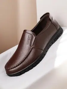 New Men's Casual Classic Leather Shoes, Business Daily Wear, Home Slip-On, Microfiber Upper, Rubber Sole, Colors, All Seasons, Walking Shoes