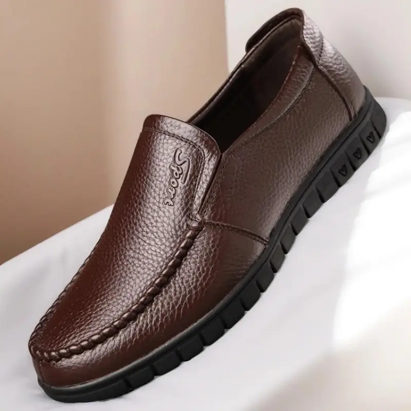 New Men's Casual Classic Leather Shoes, Business Daily Wear, Home Slip-On, Footwear Slipon, Leather Loafers, Affordable Loafers, Microfiber Upper, Rubber Sole, Colors, All Seasons, Walking Shoes