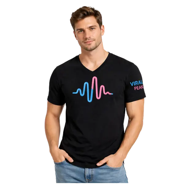 Viral Peak Agency Logo Tee - Unisex Shortsleeve Streetwear in Soft Fabric, Everyday Wear for Content Creators, Regular Fit, Machine Wash, Breathable, Logo Print, Cotton, Menswear, Tshirt, Top, Casual, Tops, Shirt, Live Streams