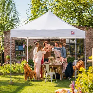 Tradesparker 10x10 Pop Up Canopy Tent,Commercial Movable Canopy with ApexCore LED & Rugged Casters-Instant Easy Setup Shelter Canopies with Weight Bags & Stakes for Outdoor Events Markets Vendors,White