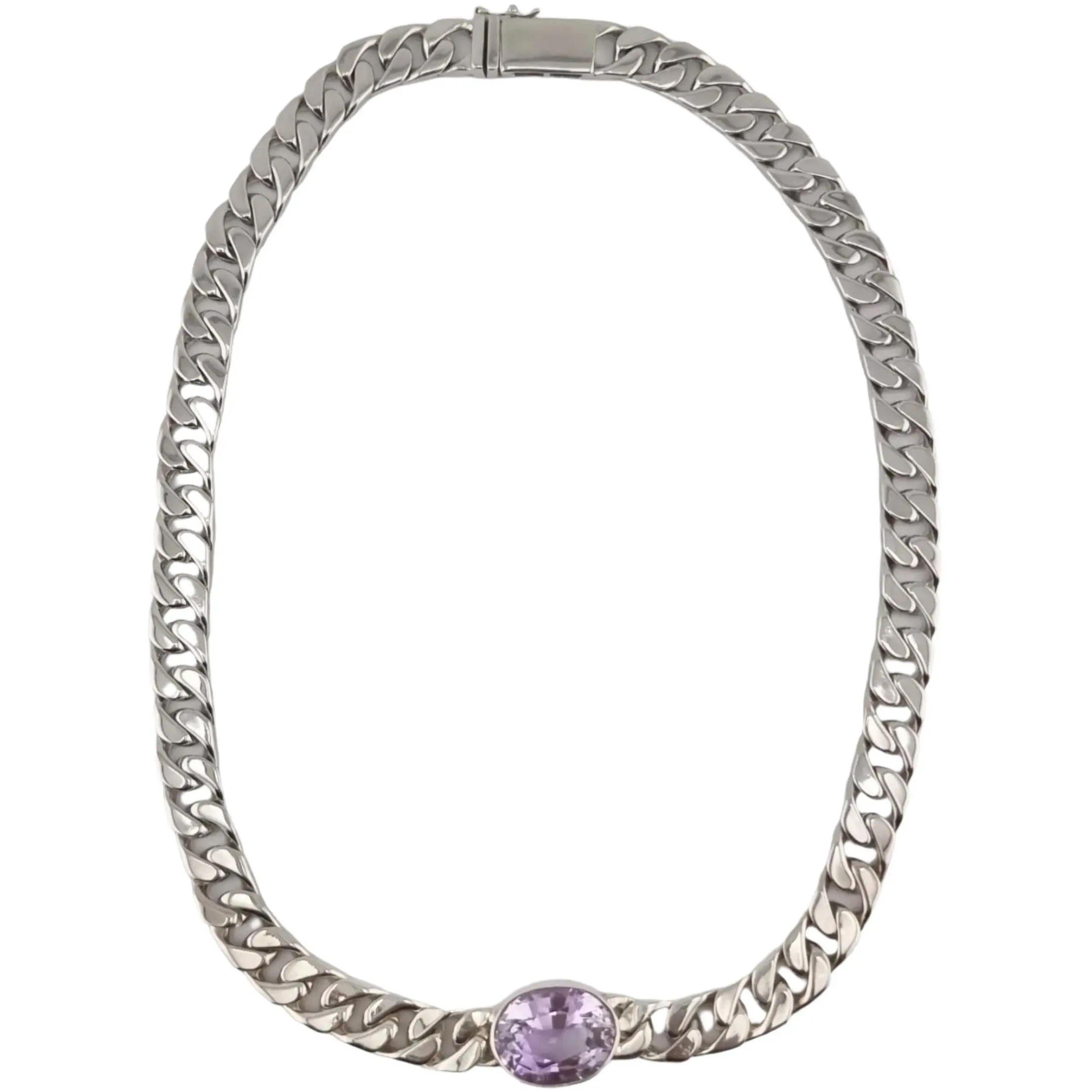 Amethyst Cuban Chain Link Necklace