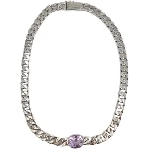 Amethyst Cuban Chain Link Necklace