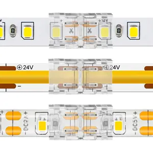 20Pack 2Pin LED Strip Connectors for 8mm  or Bare Board COB/SMD Single Color LED Strip, Gapless Solderless Transparent Strip to Strip Connector 5V 12V 24V 36V 5.5A