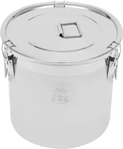 Large 304 Stainless Steel Bucket with Airtight Lids, 8.7Gal Metal Food Canisters Container with Lid & Lock Clips,Milk Can Flour Storage Containers for Oil,Milk,Grain,Coffee Bean(33L)