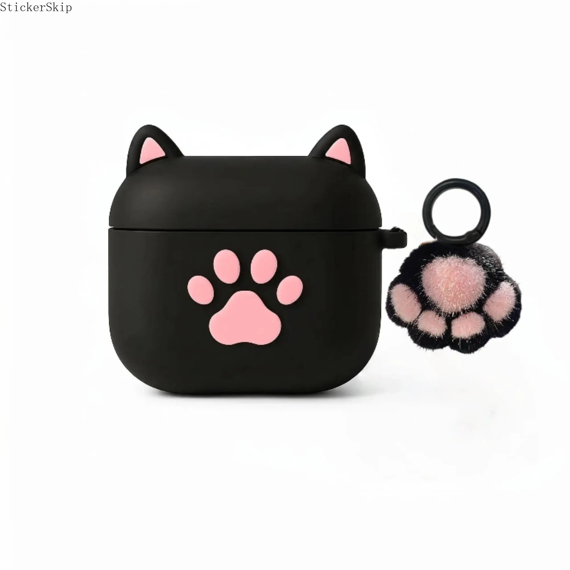 2026 New 3D Cat Paw Silicone AirPods Case, Ultra-thin Cute Black Kitten Paw Cartoon Protective Cover, Soft Lightweight Anti-fall Anti-scratch Full Protection Shell, Universal Fit for AirPods 1/2/3/4 & AirPods Pro/Pro2/Pro3, Trendy Fun Accessory for Daily