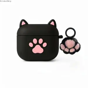 2026 New 3D Cat Paw Silicone AirPods Case, Ultra-thin Cute Black Kitten Paw Cartoon Protective Cover, Soft Lightweight Anti-fall Anti-scratch Full Protection Shell, Universal Fit for AirPods 1/2/3/4 & AirPods Pro/Pro2/Pro3, Trendy Fun Accessory for Daily