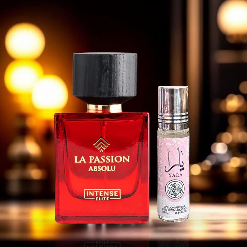 YARA Roll-On Perfume Oil CPO 10ML (0.34 OZ) By Ard Al Zaafaran & La Passion Absolu for Women EDP Spray 100ML (3.4 OZ) by Intense Elite | Embrace Grace with These Captivating Fragrances. (ELITE BUNDLE)