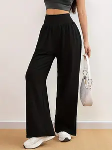 Women'S Pants - Wide Leg Leggings with Side Pockets, Non-Slip Grip, Machine Washable Pants for, Lounge - All-Season Pants in Grey/Black/ - Ideal for Home & Outdoor Use, Casual Style, Durable Fabric, Tights, Design, Breathable Material, Women