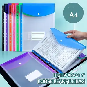 A4 High Capacity Binder File Bag, File Folder, Paper Organizers, Modern PP Material, Expandable Button and Label Pouch, Suitable for School, Home, Office, Attendance, Travel