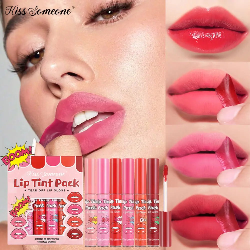 6-Color Lip Stain Set, Long-Lasting, Moisturizing, Glossy, Smudge-Proof, Transfer-Resistant, High Pigmentation, Cute Giftable Lips Care Kit, Halloween