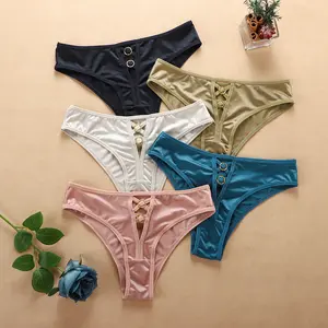 Women's 5pcs Plain Contrast Sexy Thongs, Casual Comfy Cozy Breathable Panty,Women's Knicker Underwear for All Seasons