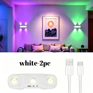 2-PACK Rechargeable Smart LED Motion Sensor Night Lights - RGB Gradient Ambient Lighting, Dimmable, Magnetic & Stick-On Wall Lamps, USB Charging, Light Up Your Space for Bedroom, Stairs