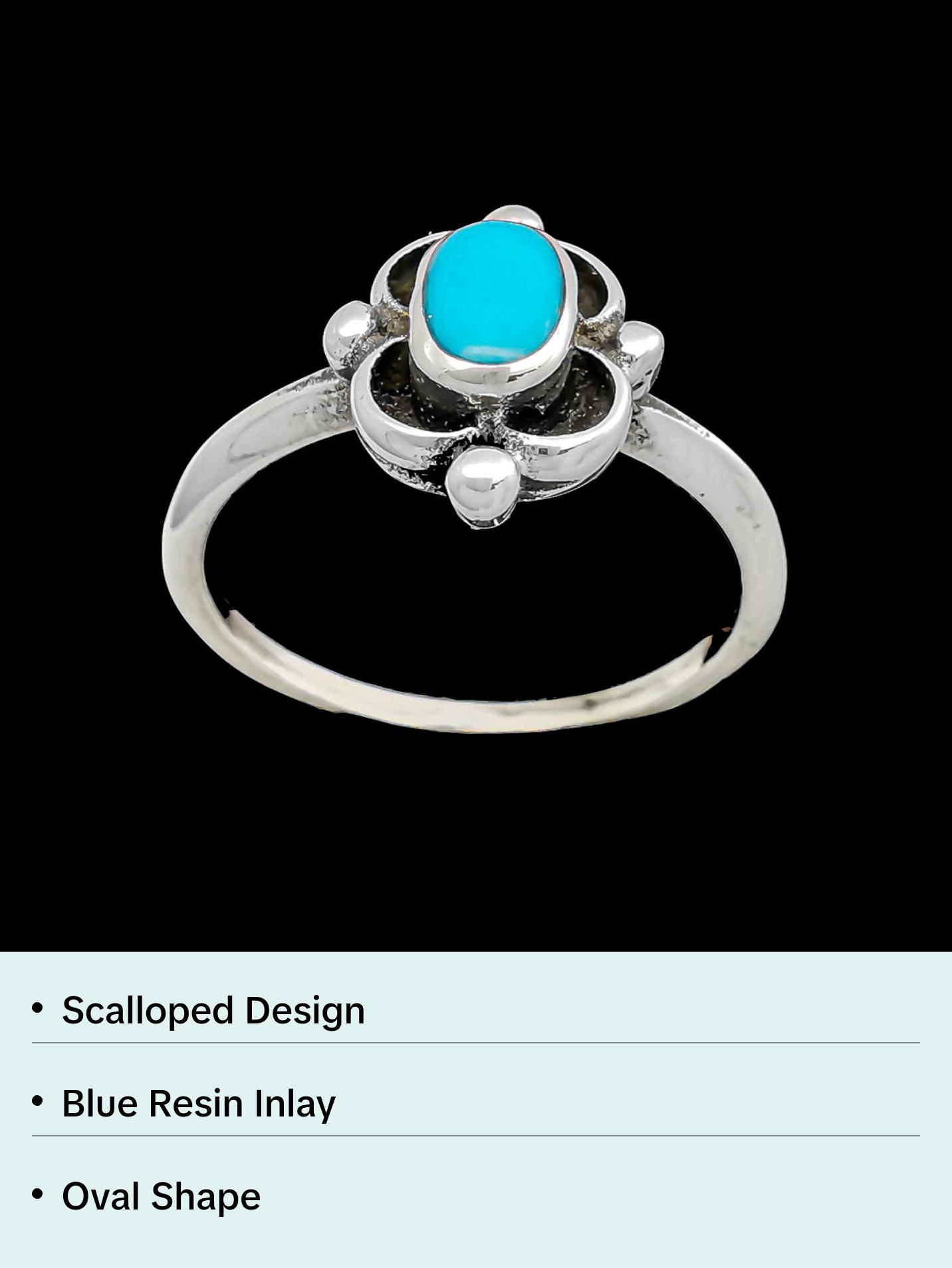 925 Sterling Silver Heart Ring, Turquoise Heart Ring, Promise Ring