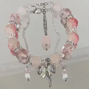 New Simple Beads Crystal Bracelet For Women Girls Korean ins Flower Fox Feather Tassel Bracelets Best Friend Jewelry Gifts 2026
